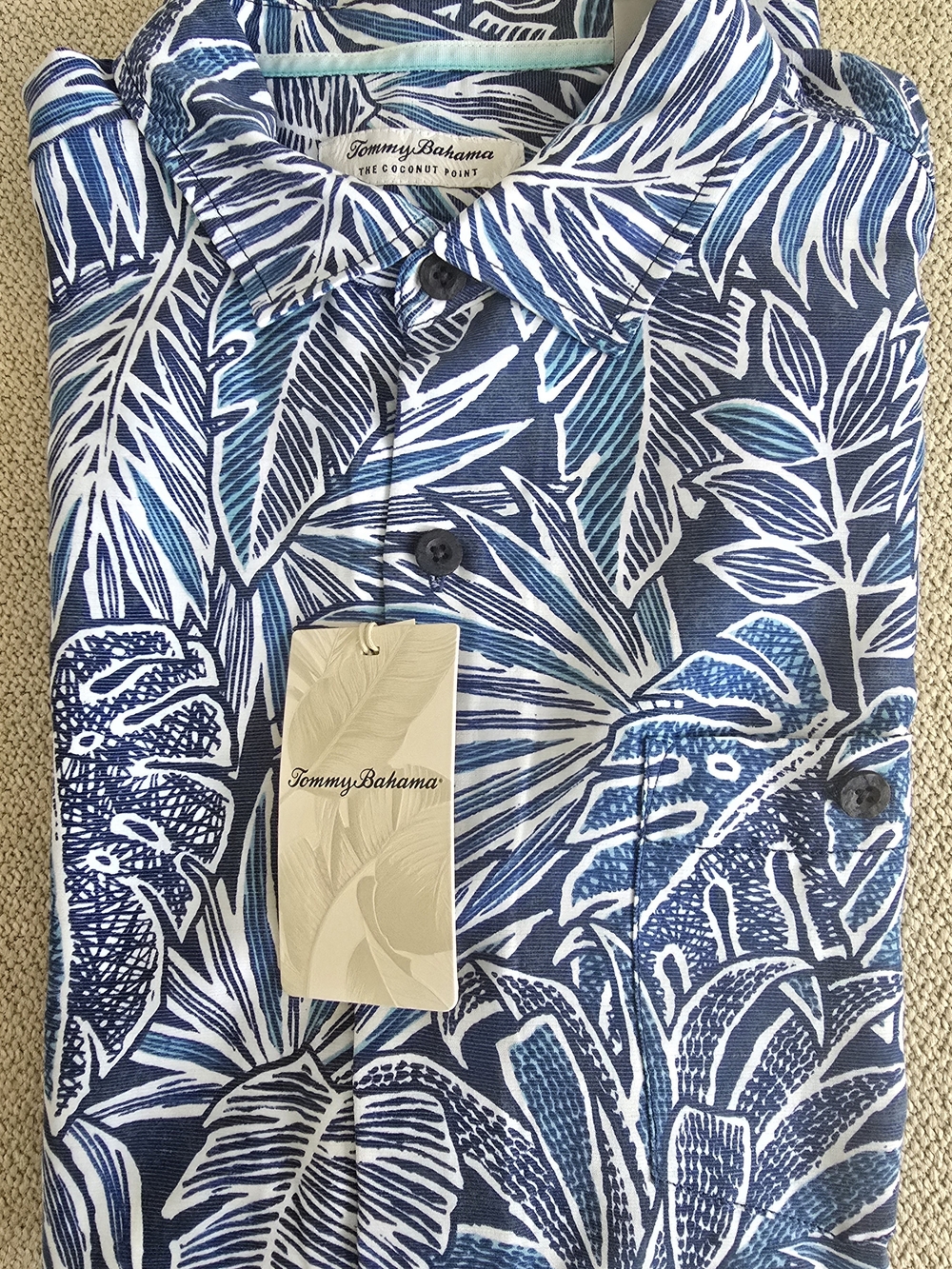 NWT Tommy Bahama Coconut Fronds Shirt Dockside Blue Large